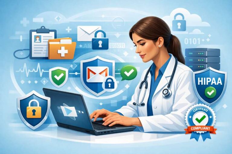 visually represents Gmail&rsquo;s HIPAA compliance and secure communication